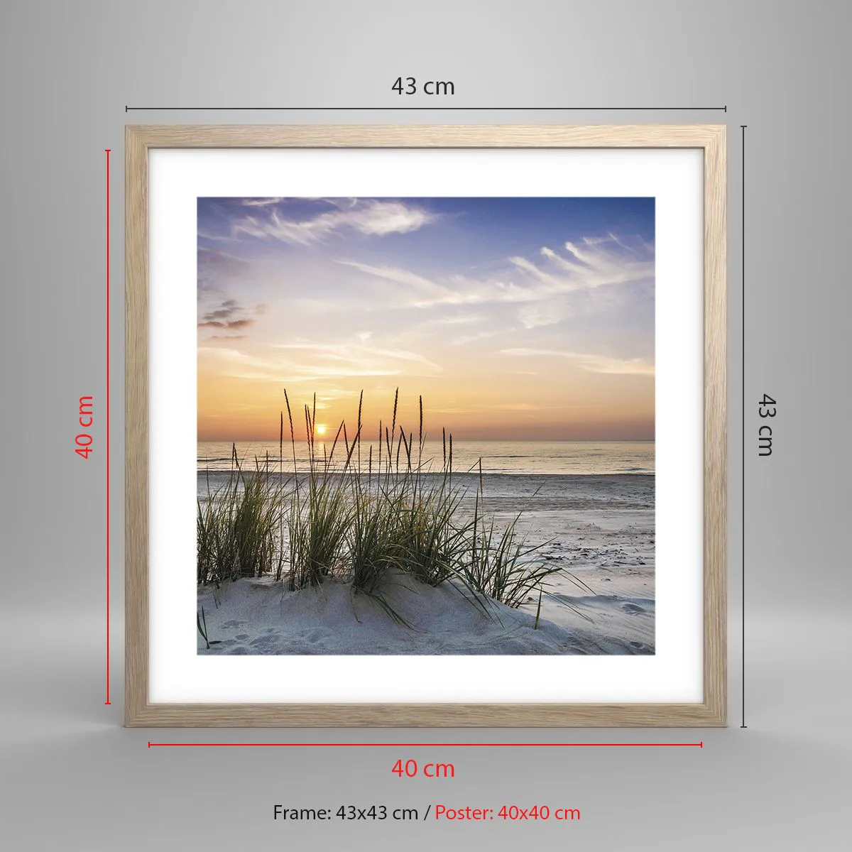 Poster in light oak frame - Look, Think, Feel - 40x40 cm