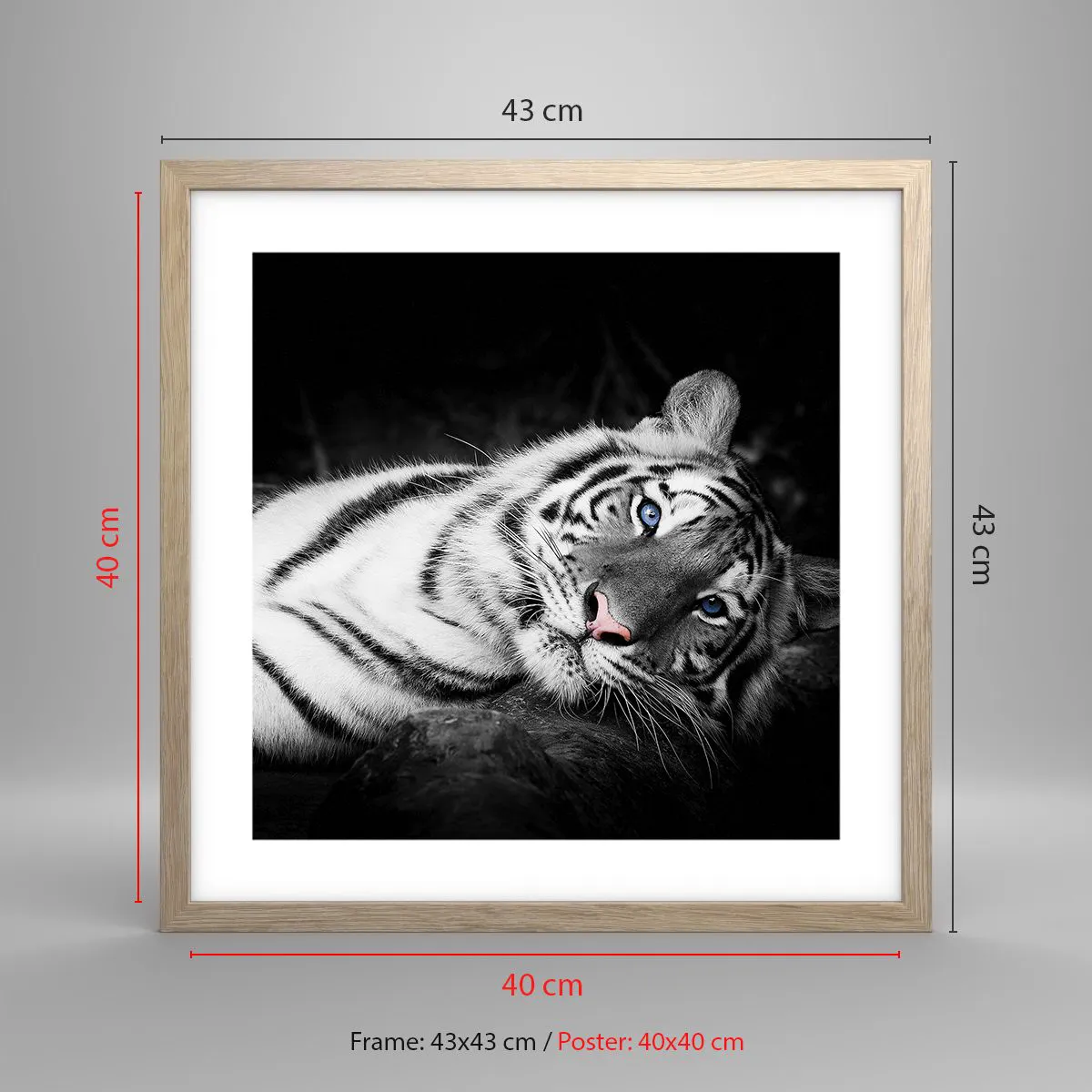 Pôster com moldura de carvalho claro - Selvagem e tranquilo - 40x40 cm