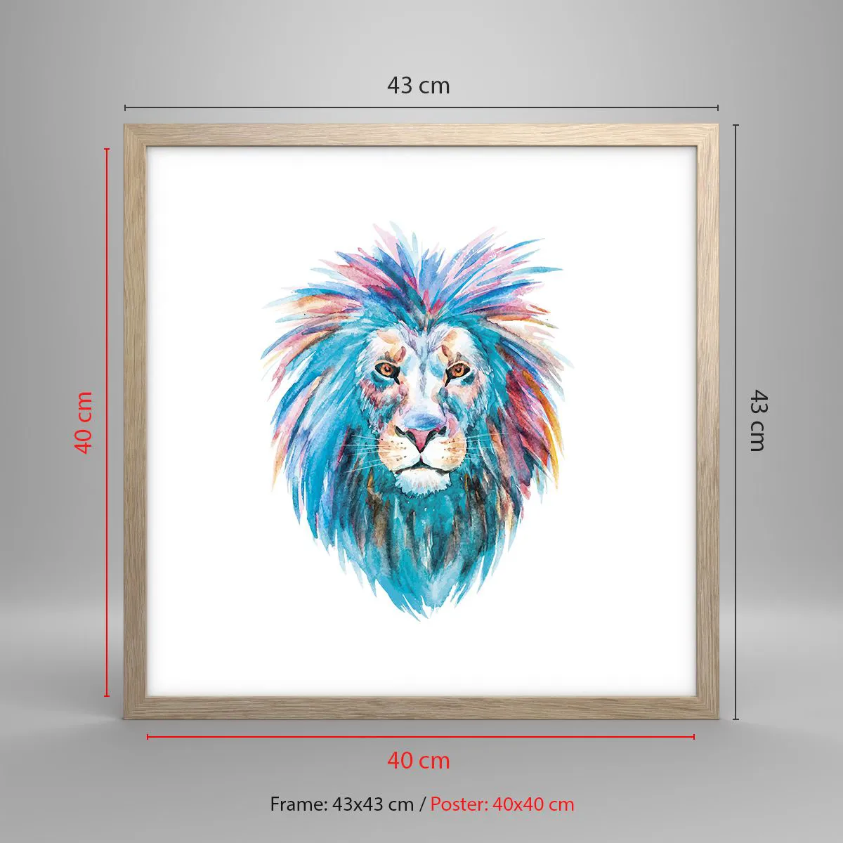 Poster in light oak frame - Electrifying Aura - 40x40 cm