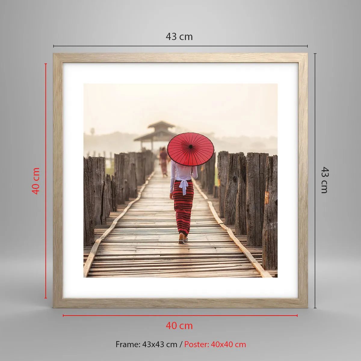 Pôster com moldura de carvalho claro - Na ponte velha - 40x40 cm