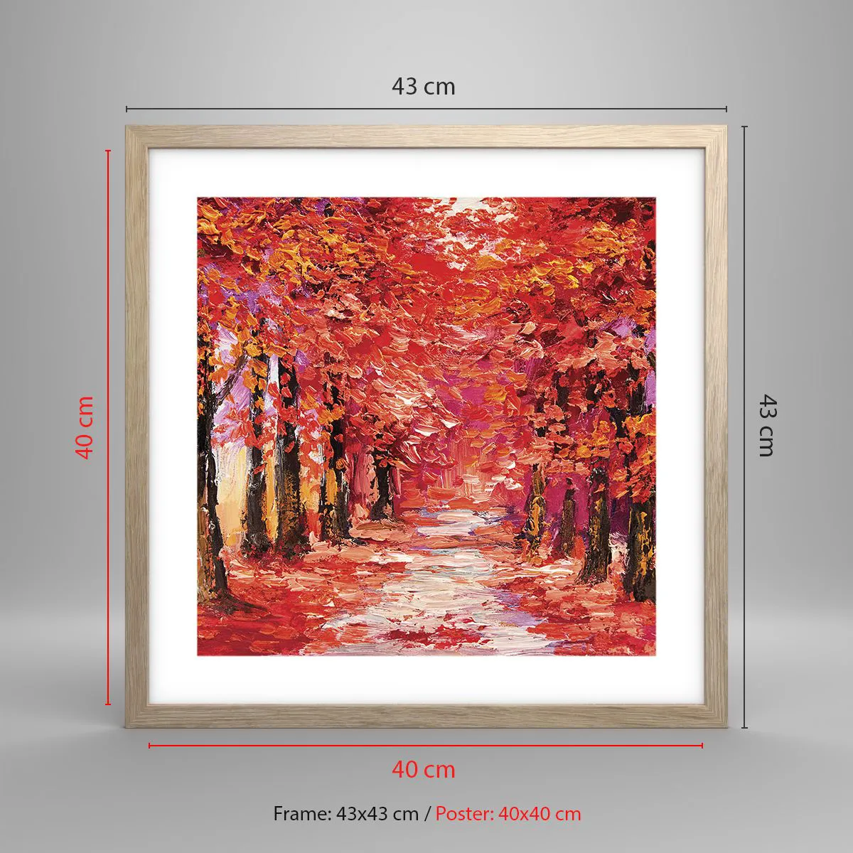 Affiche dans un chêne clair - Poster - Impression d'automne - 40x40 cm