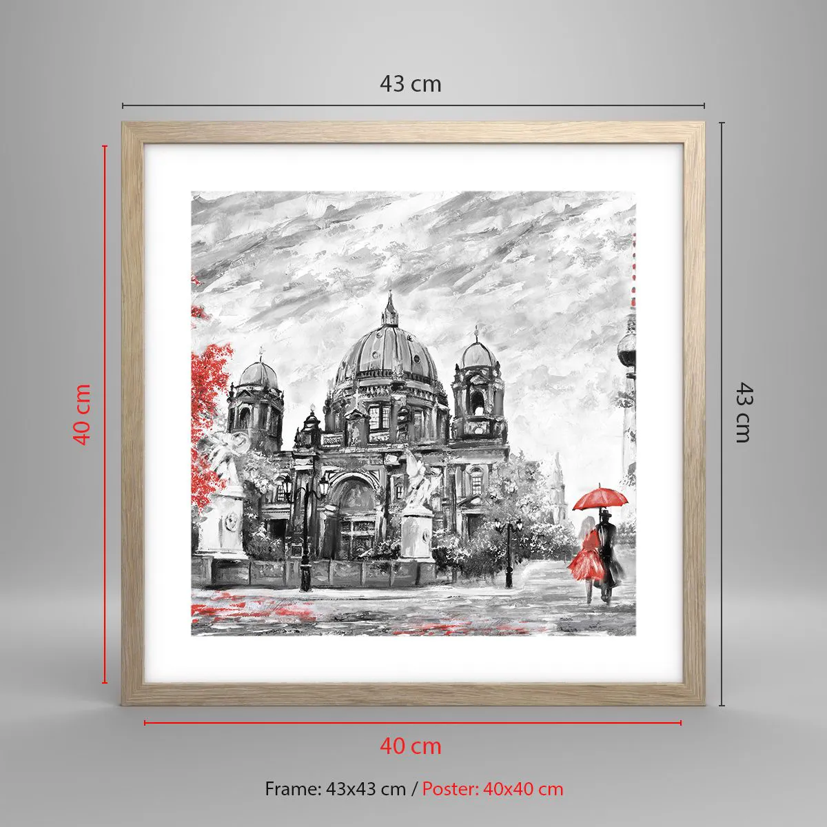 Poster in light oak frame - Berlin Encounter - 40x40 cm