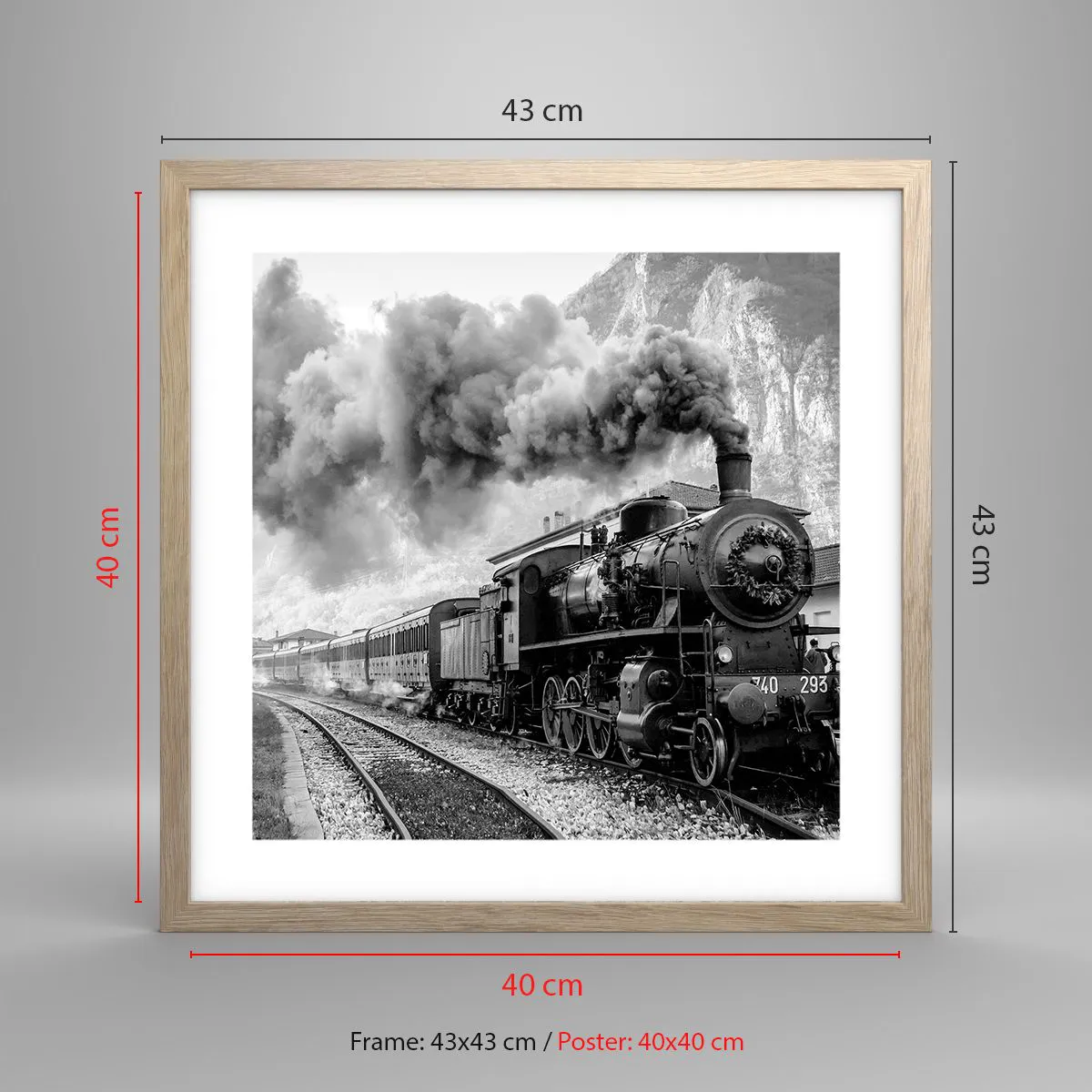 Poster in light oak frame - Standing at the Station... - 40x40 cm