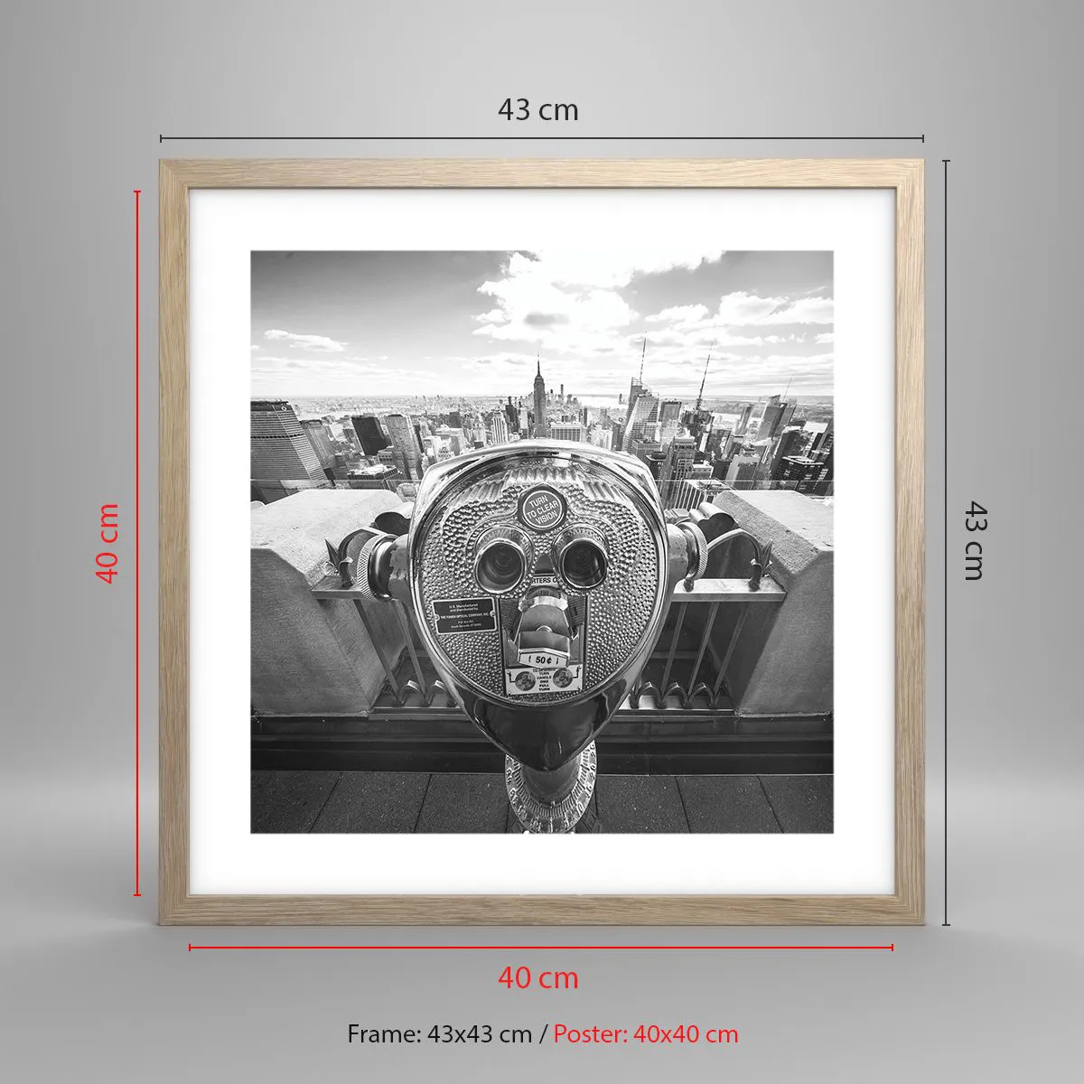 Affisch i ram av ljusek - Stad över städerna - 40x40 cm