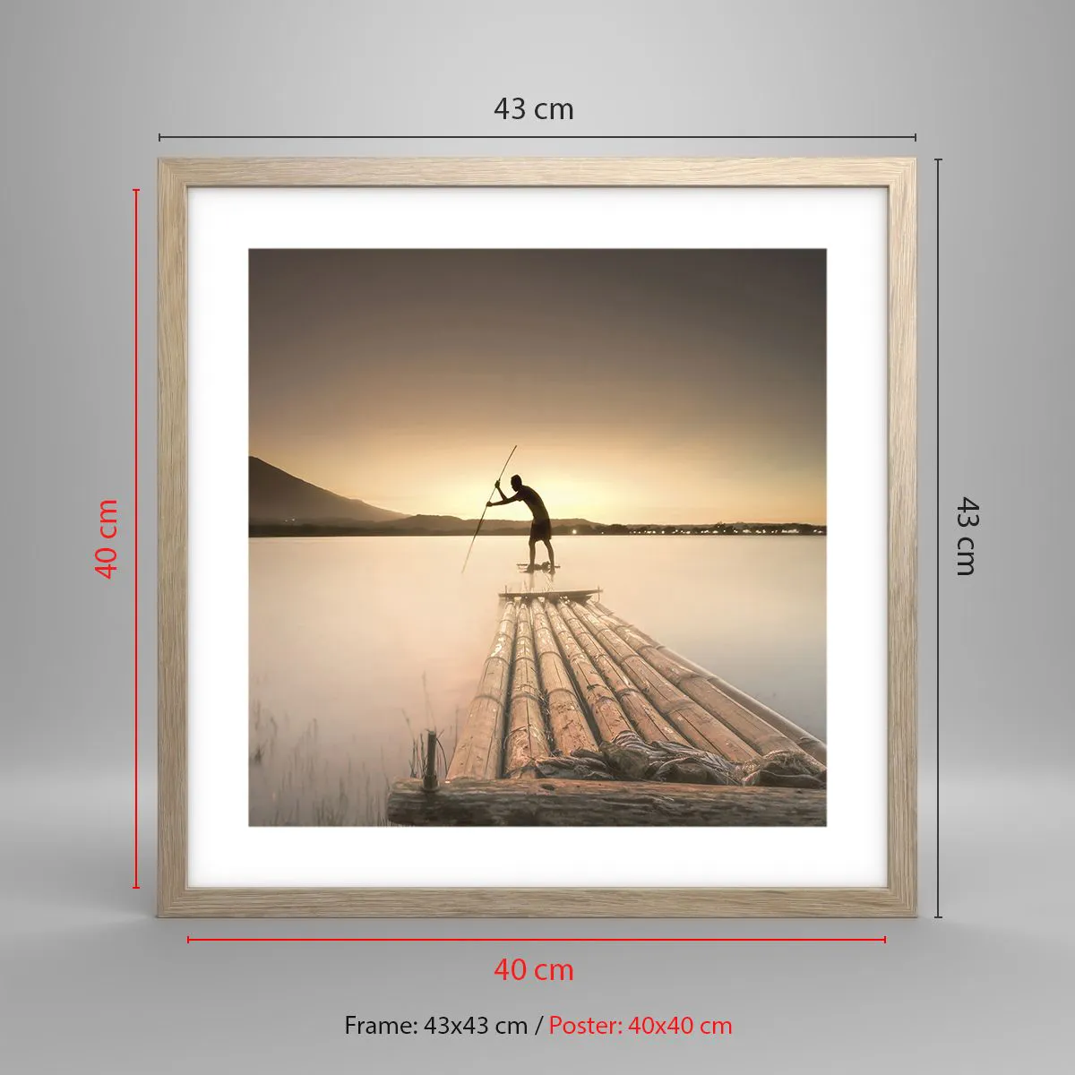 Plakat i ramme af lyst egetræ - Før du hviler - 40x40 cm