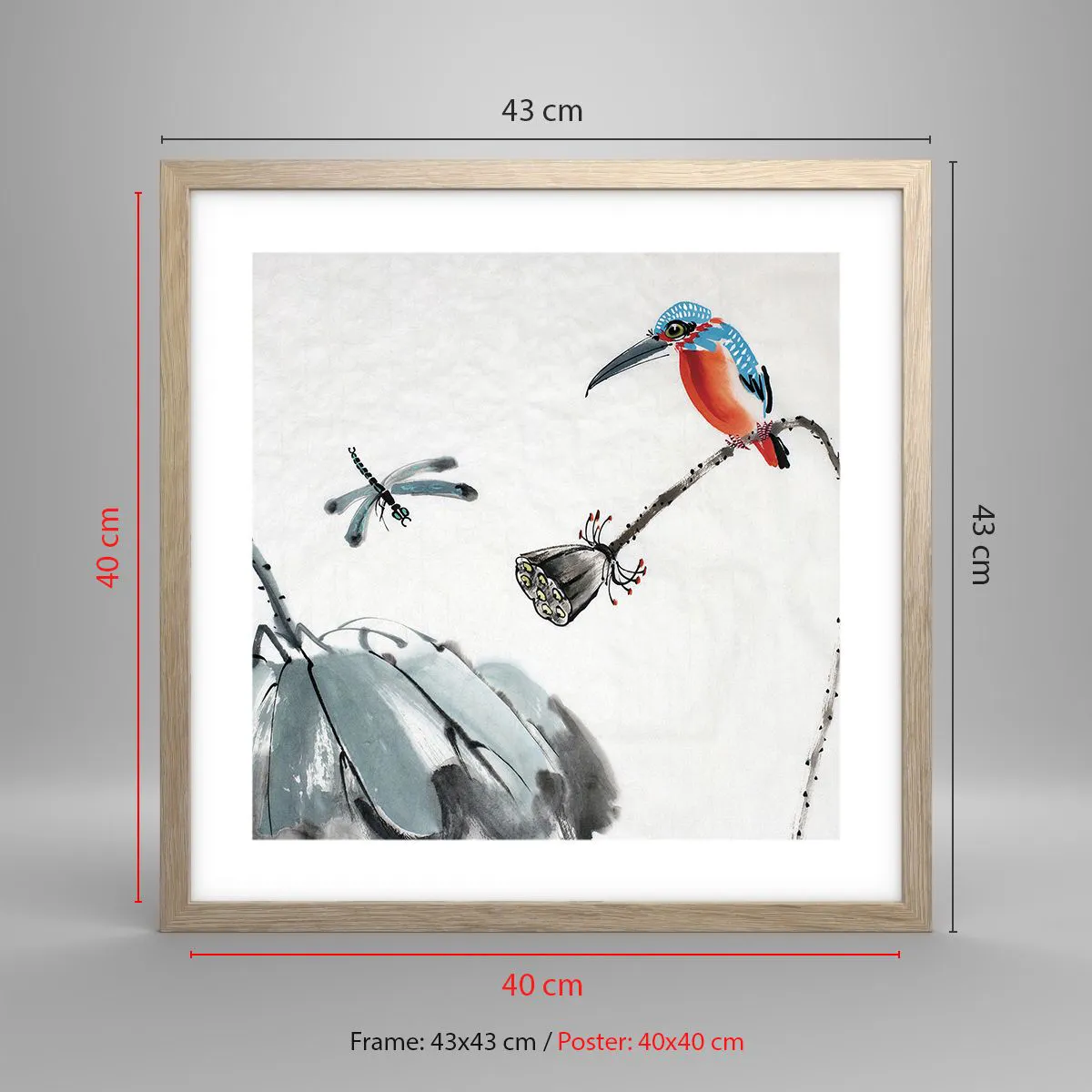 Poster in light oak frame - Life of a Meadow - 40x40 cm