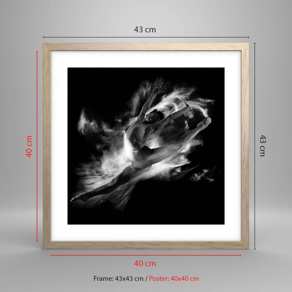 Poster în ramă de stejar deschis - Oprit în zbor - 40x40 cm