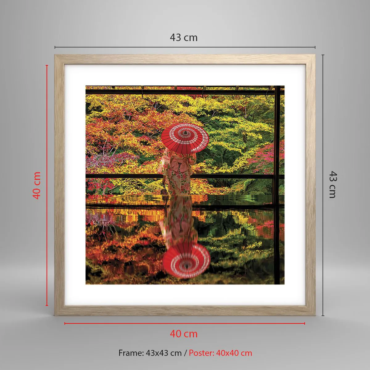 Poster in light oak frame - In a Temple of Nature - 40x40 cm