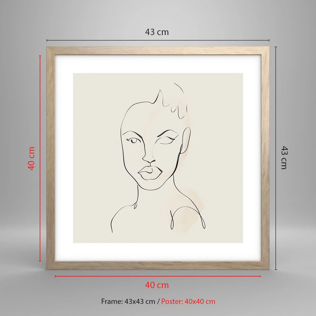 Poster in einem Rahmen aus heller Eiche - Umriss der Sinnlichkeit - 40x40 cm