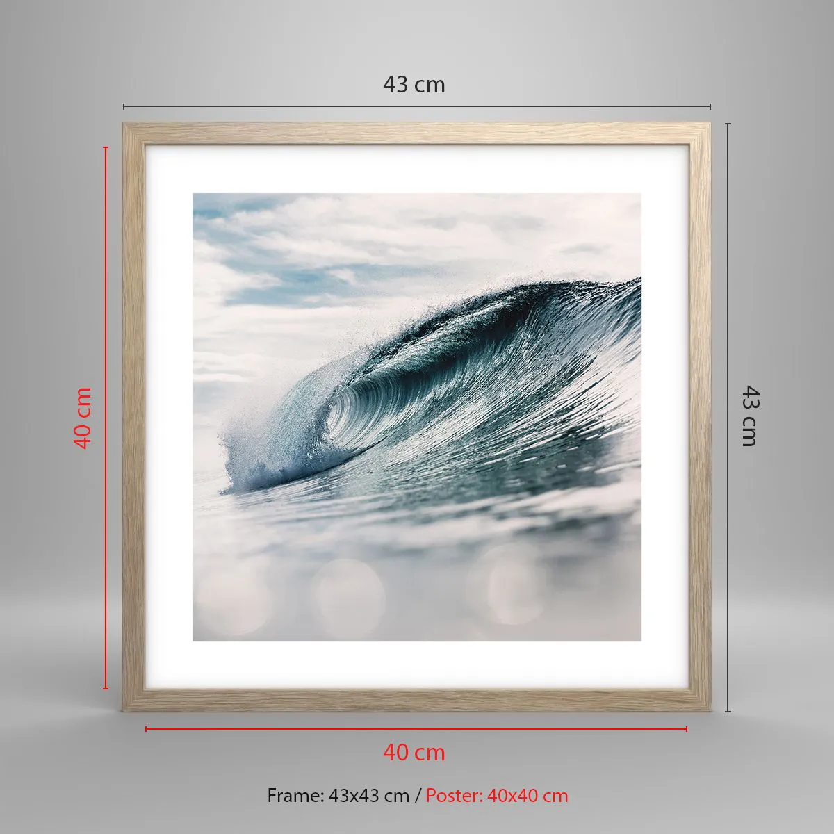 Een poster in een licht eiken lijst - Waterpiek - 40x40 cm