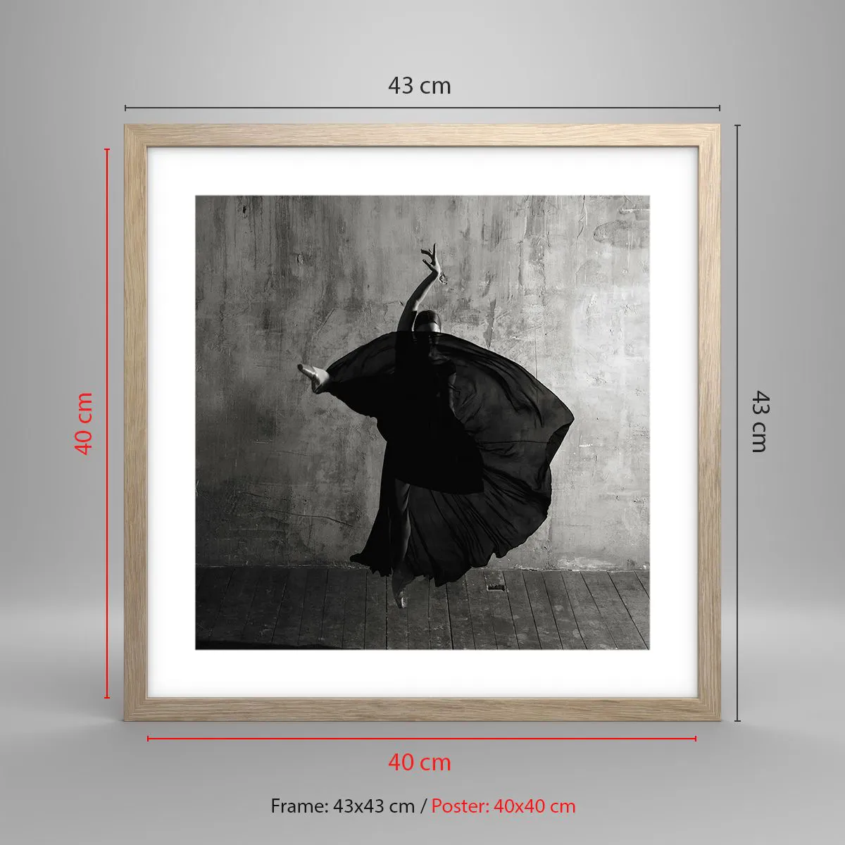 Poster in light oak frame - Full of Passion - 40x40 cm