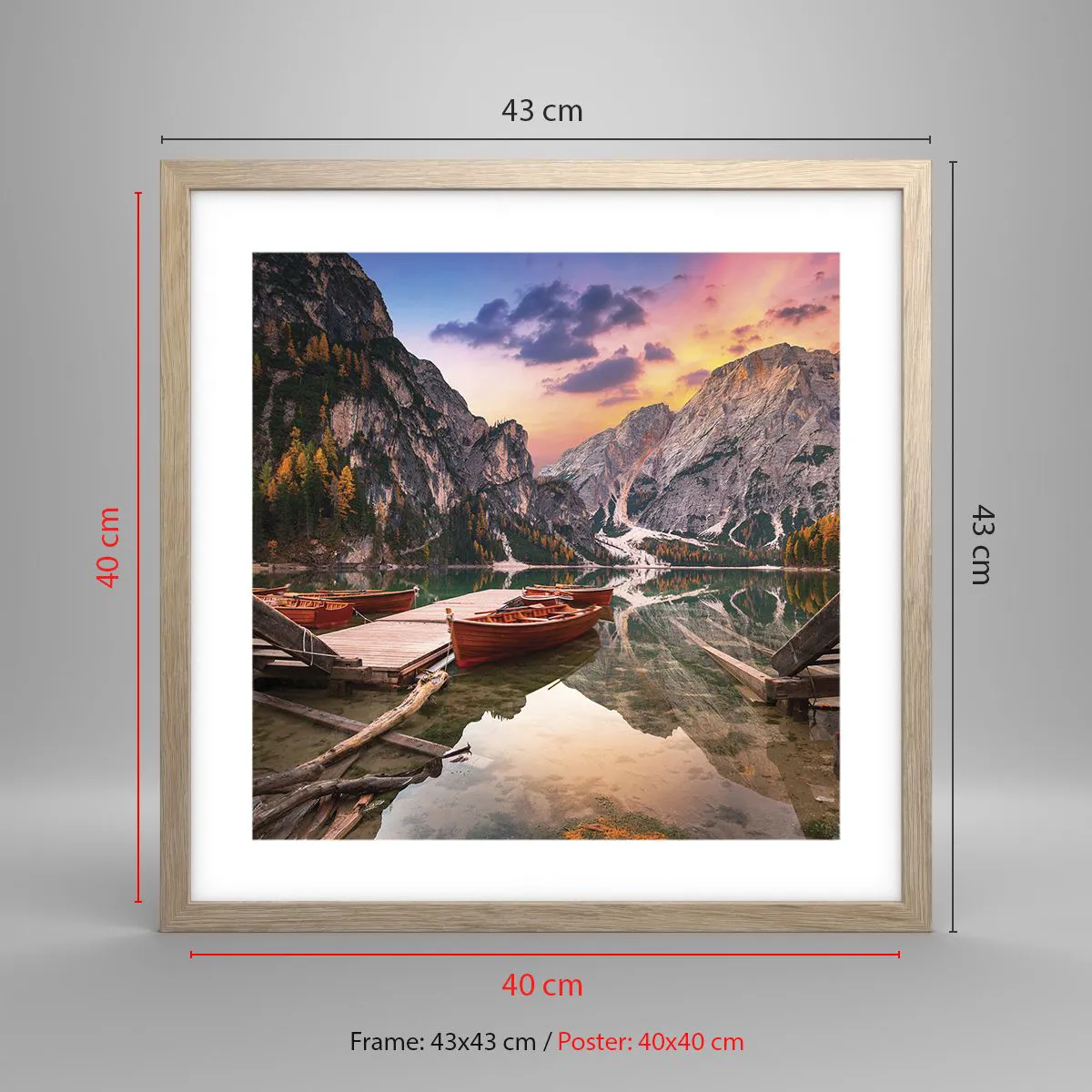 Plakat i ramme af lyst egetræ - Dagens løfte - 40x40 cm