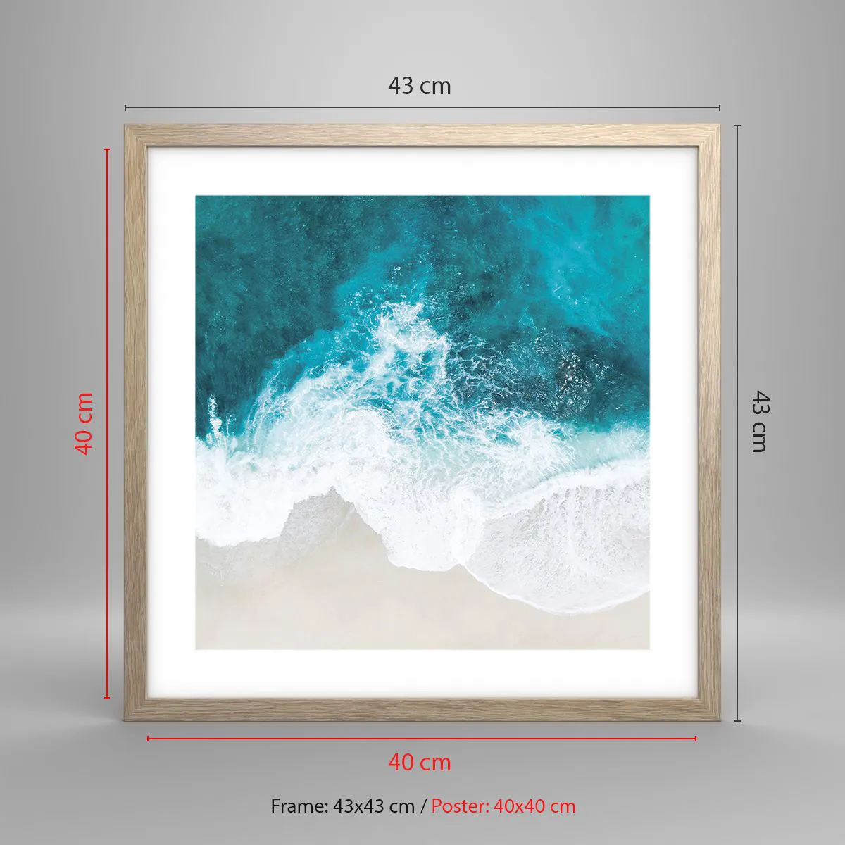 Poster in light oak frame - Natural Caress - 40x40 cm