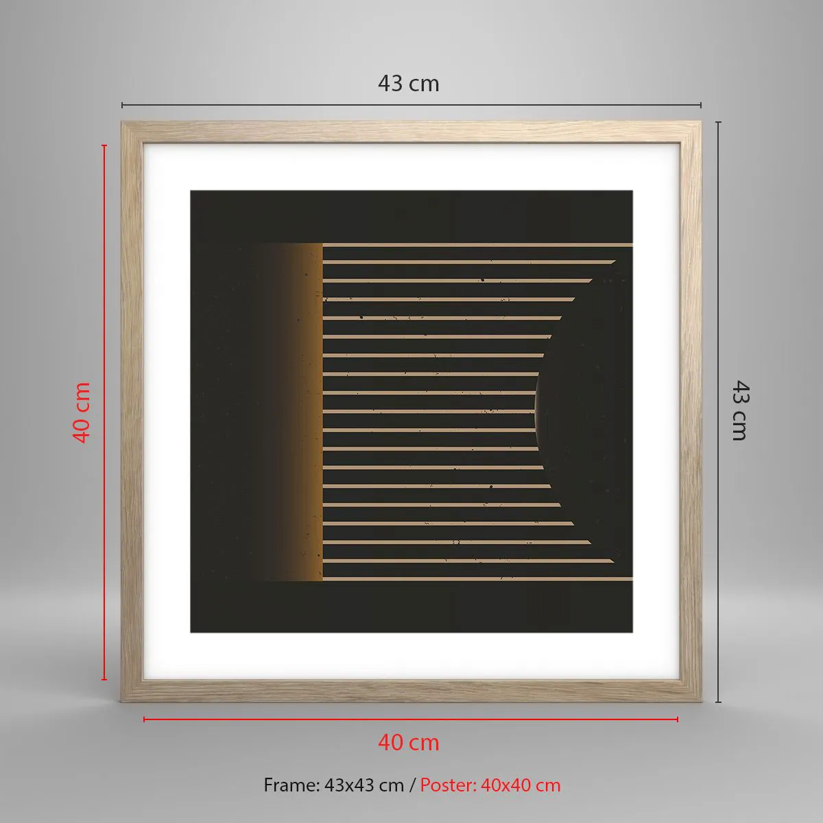 Poster în ramă de stejar deschis - Explorați întunericul - 40x40 cm