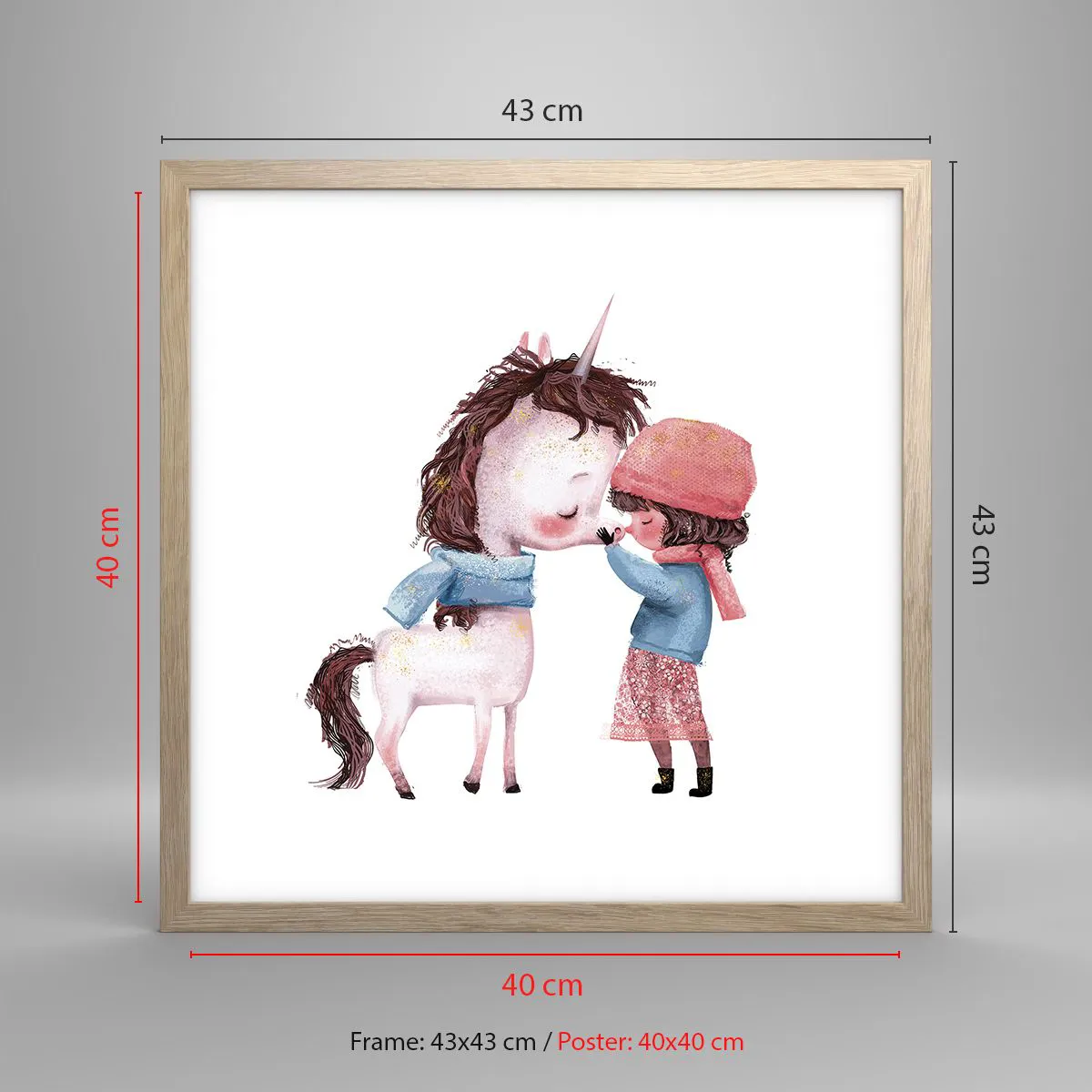 Plakat i ramme af lyst egetræ - En vinterhistorie - 40x40 cm