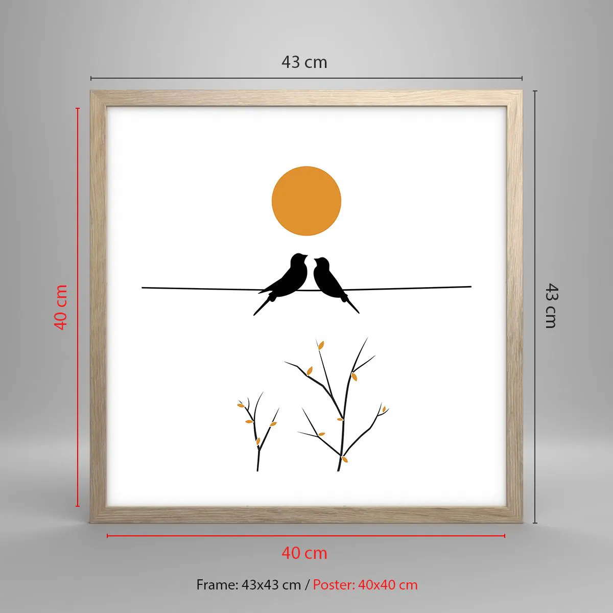 Affisch i ram av ljusek - Näktergalens kväll - 40x40 cm