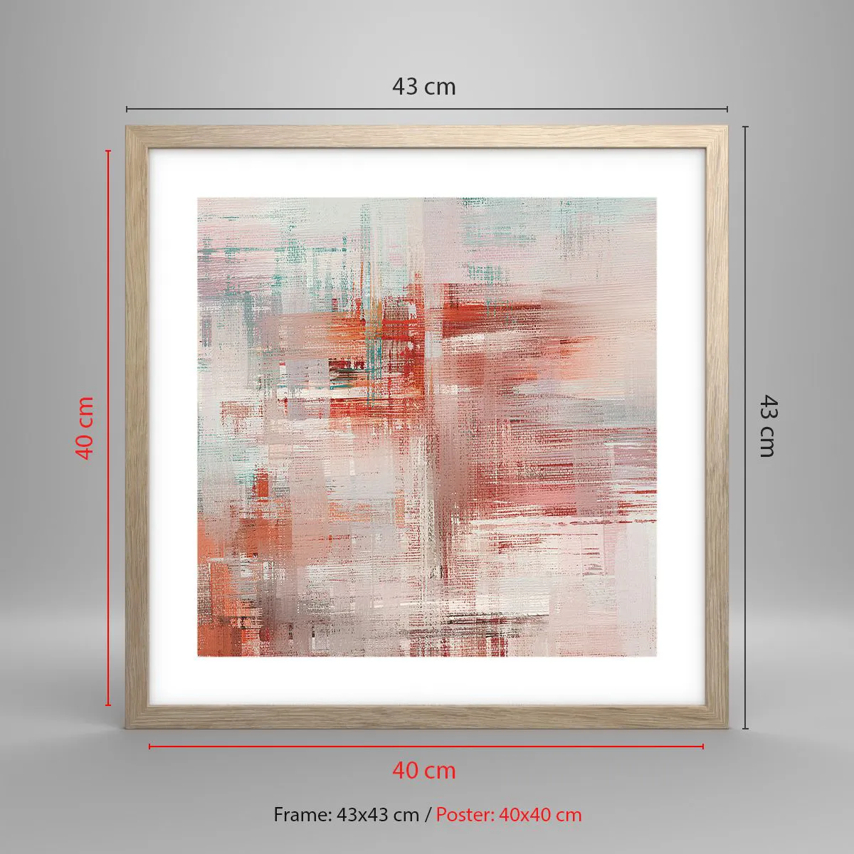 Affisch i ram av ljusek - Dimmigt. Rosa - 40x40 cm