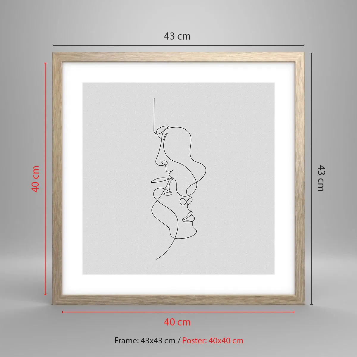 Plakat i ramme af lyst egetræ - Gløderne af glubende begær - 40x40 cm