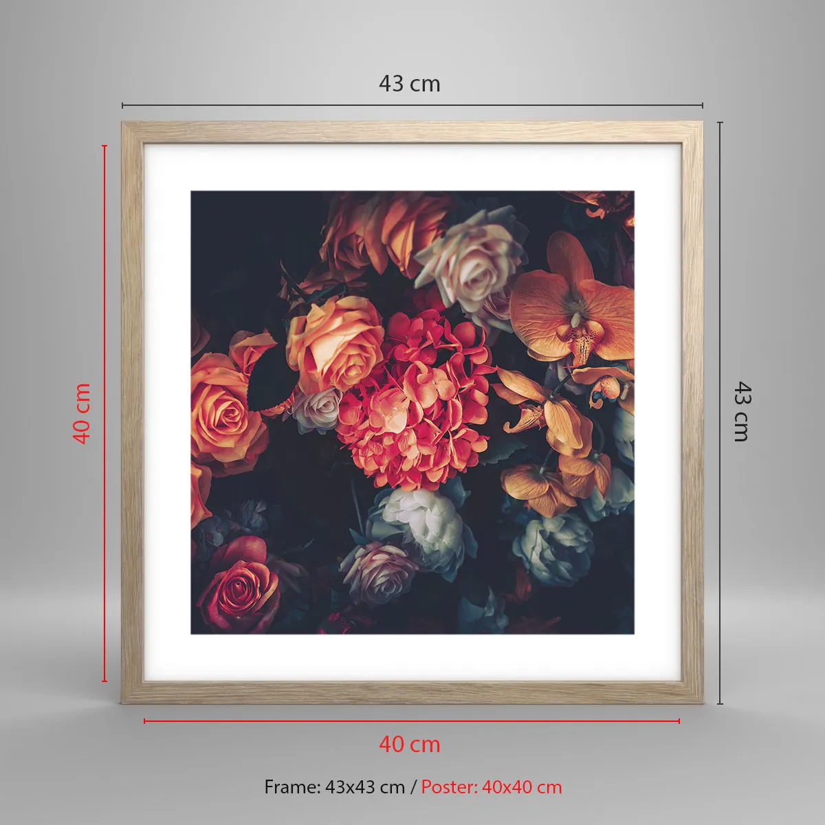 Affisch i ram av ljusek - Som hos de holländska mästarna - 40x40 cm