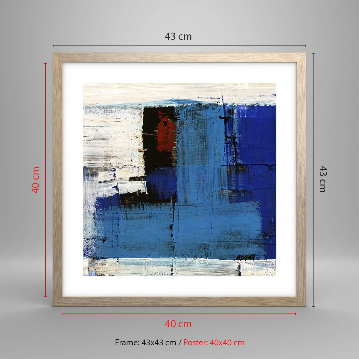 Plagát v ráme zo svetlého duba - Tajomstvo modrej - 40x40 cm