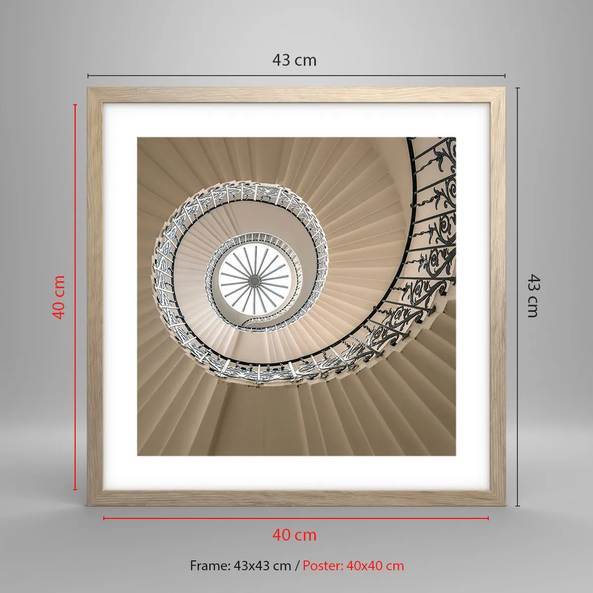 Póster en marco roble claro - En el interior de una concha - 40x40 cm