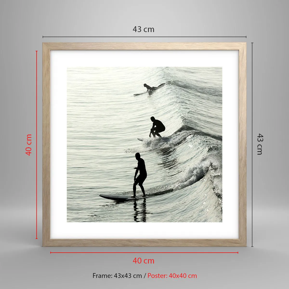 Plakat w ramie jasny dąb - Na spotkanie fali - 40x40 cm