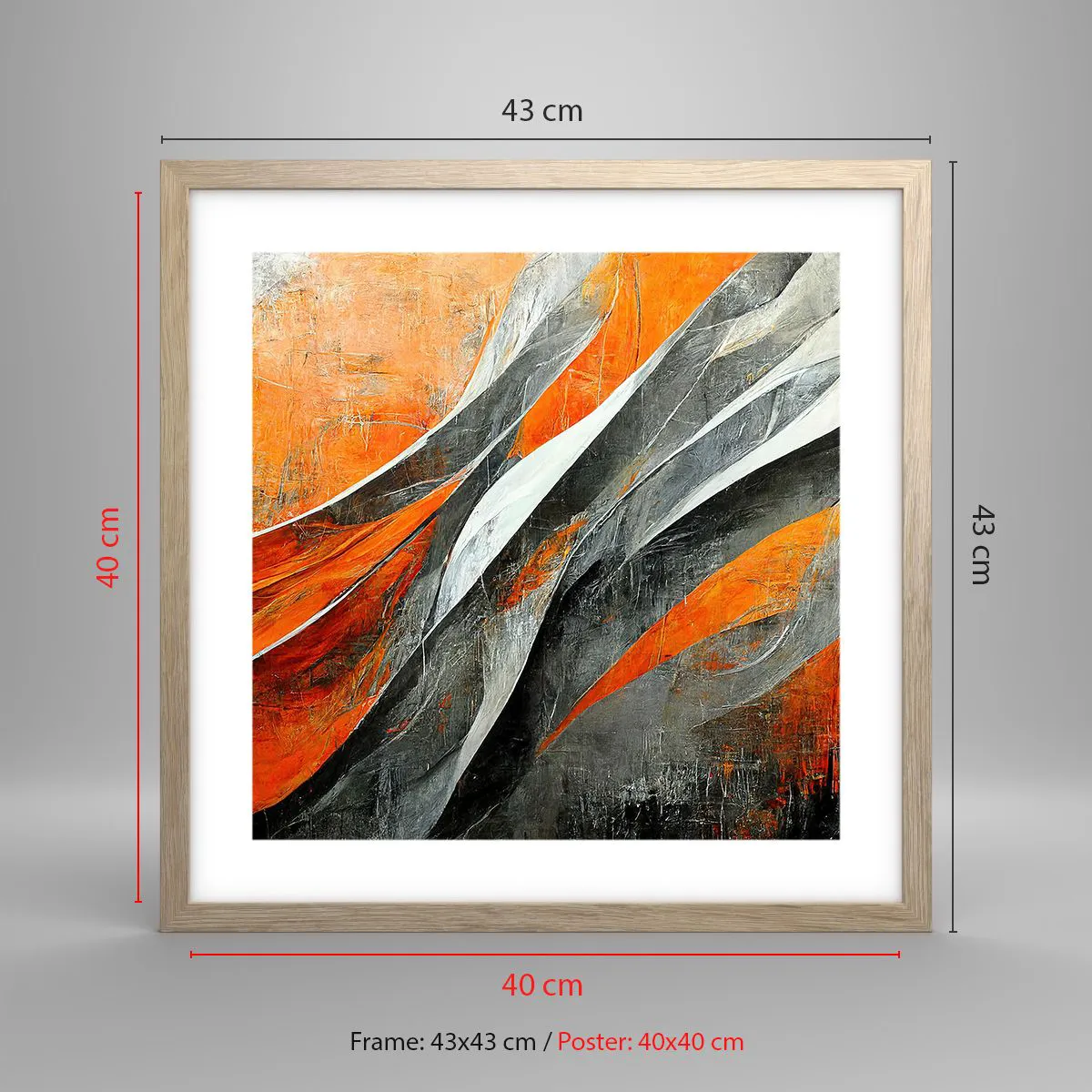 Affiche dans un chêne clair - Poster - Chaleur et froid - 40x40 cm