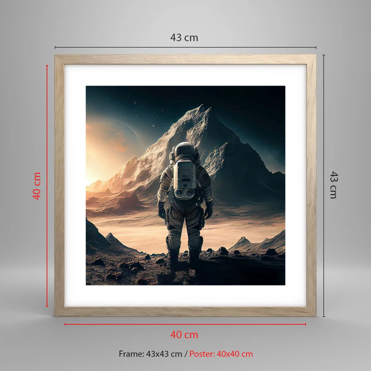 Poster in einem Rahmen aus heller Eiche - Neue Herausforderung - 40x40 cm