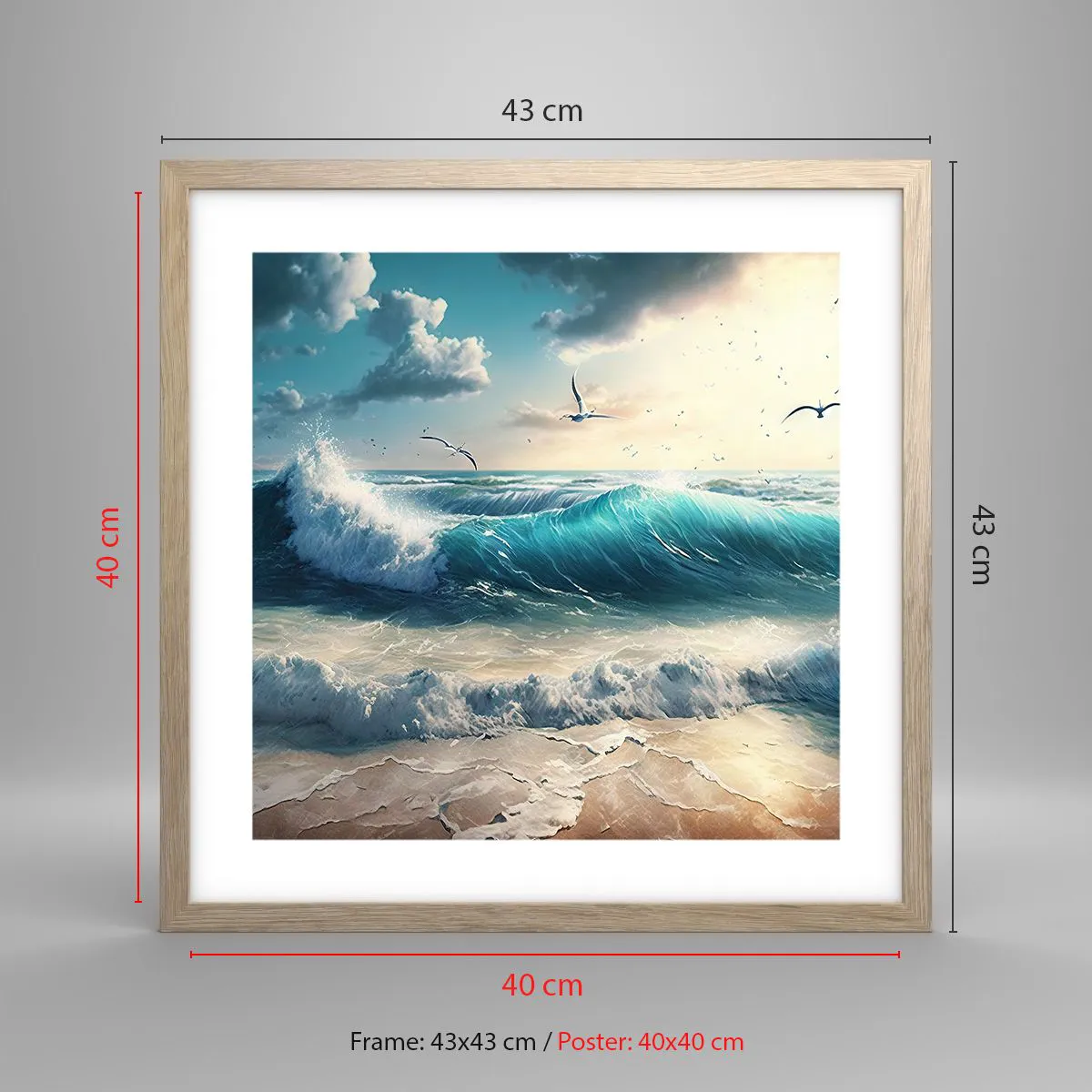 Plakat i ramme af lyst egetræ - Støj kun for dig - 40x40 cm