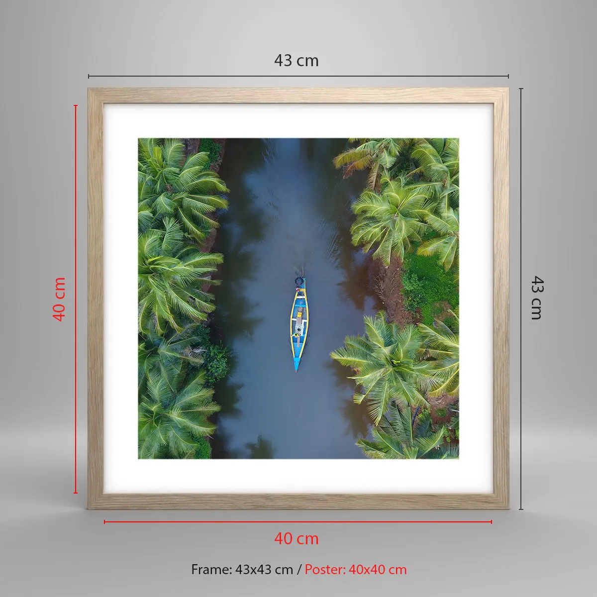 Plakát v rámu světlý dub - Na tropické stezce - 40x40 cm