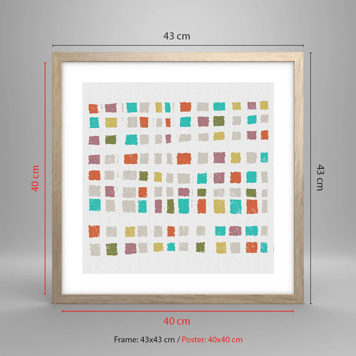 Póster en marco roble claro - Juego desconocido - 40x40 cm