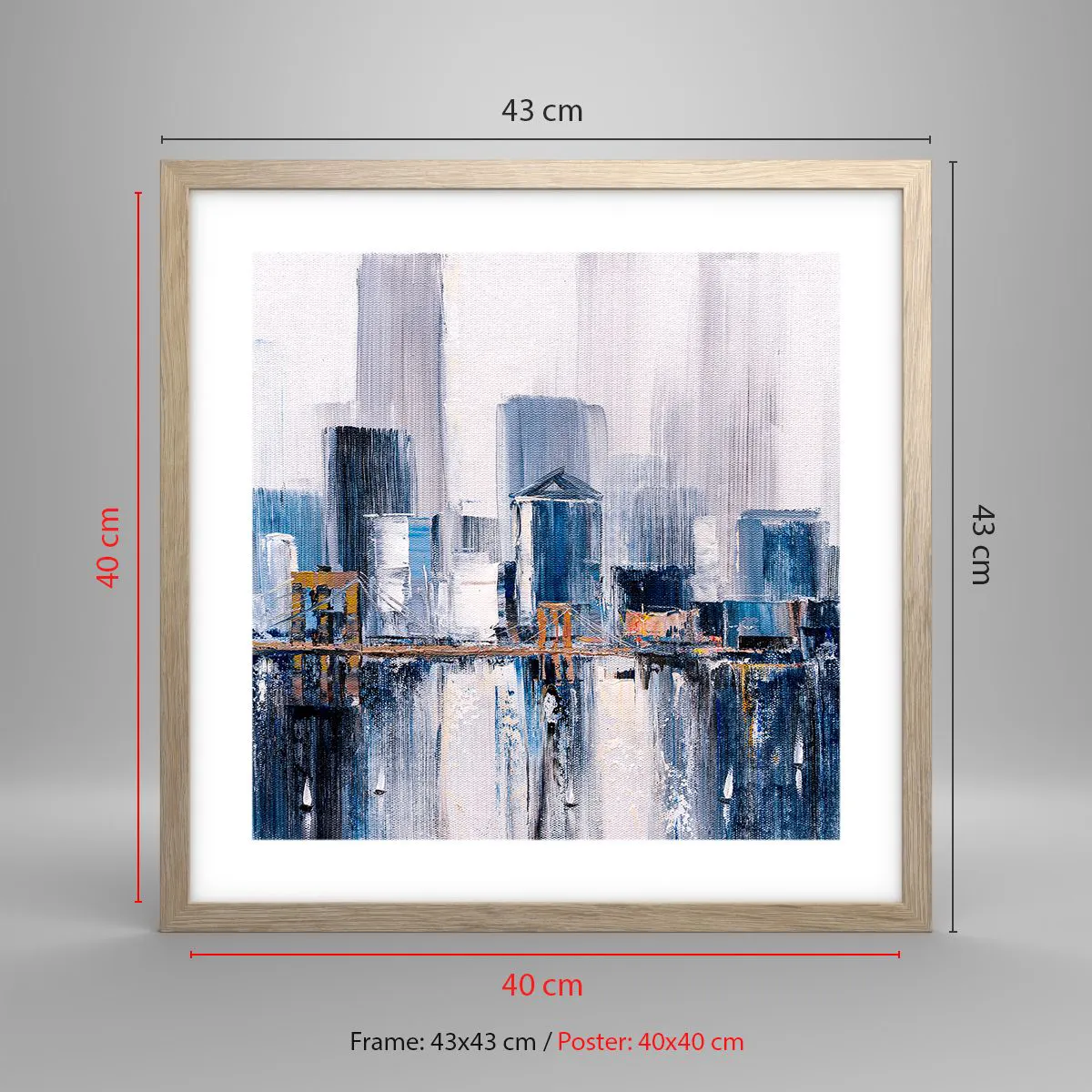 Poszter világos tölgy keretben - New York-i benyomás - 40x40 cm