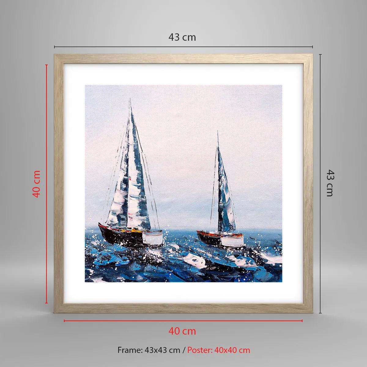 Poster în ramă de stejar deschis - Frăția vântului - 40x40 cm