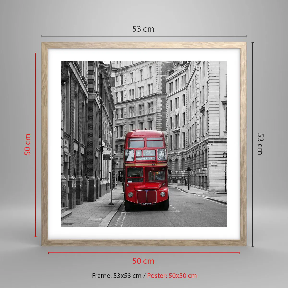 Poster in einem Rahmen aus heller Eiche - Der Alltag muss nicht grau sein - 50x50 cm