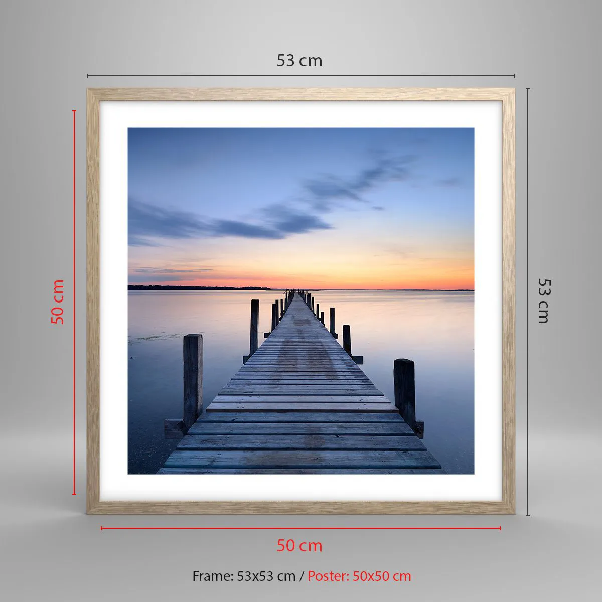 Póster en marco roble claro - La calma de un crepúsculo sereno - 50x50 cm