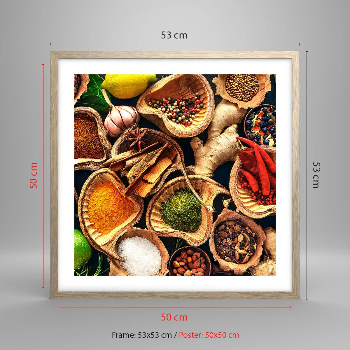 Pôster com moldura de carvalho claro - Leve o que quiser - 50x50 cm