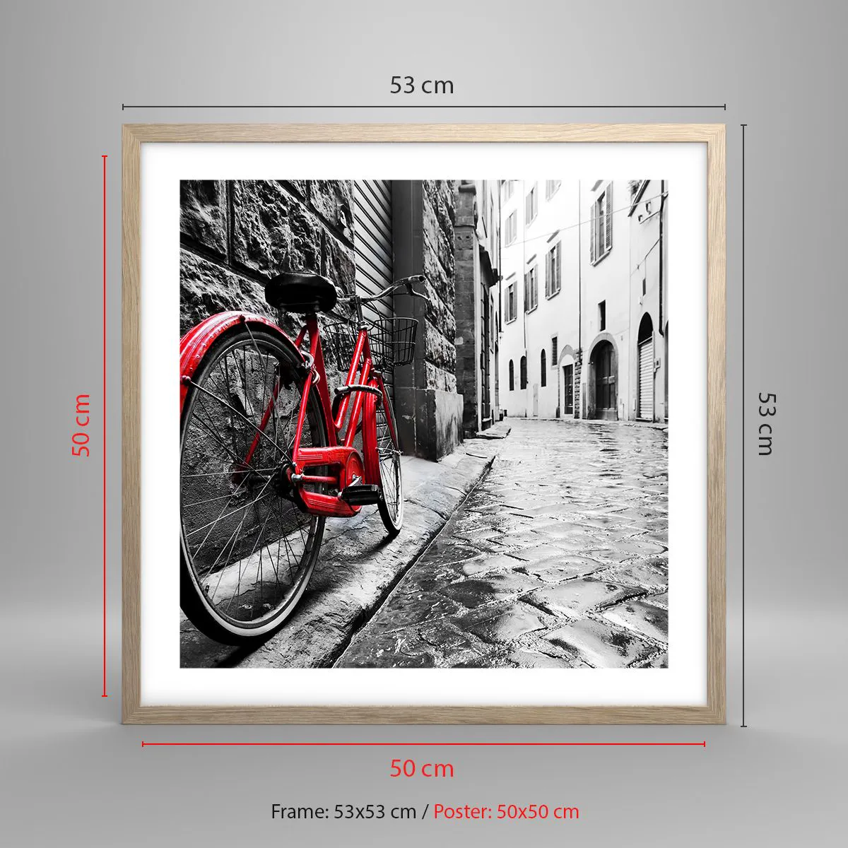 Plakat i ramme af lyst egetræ - Ægte skønhed ældes ikke - 50x50 cm