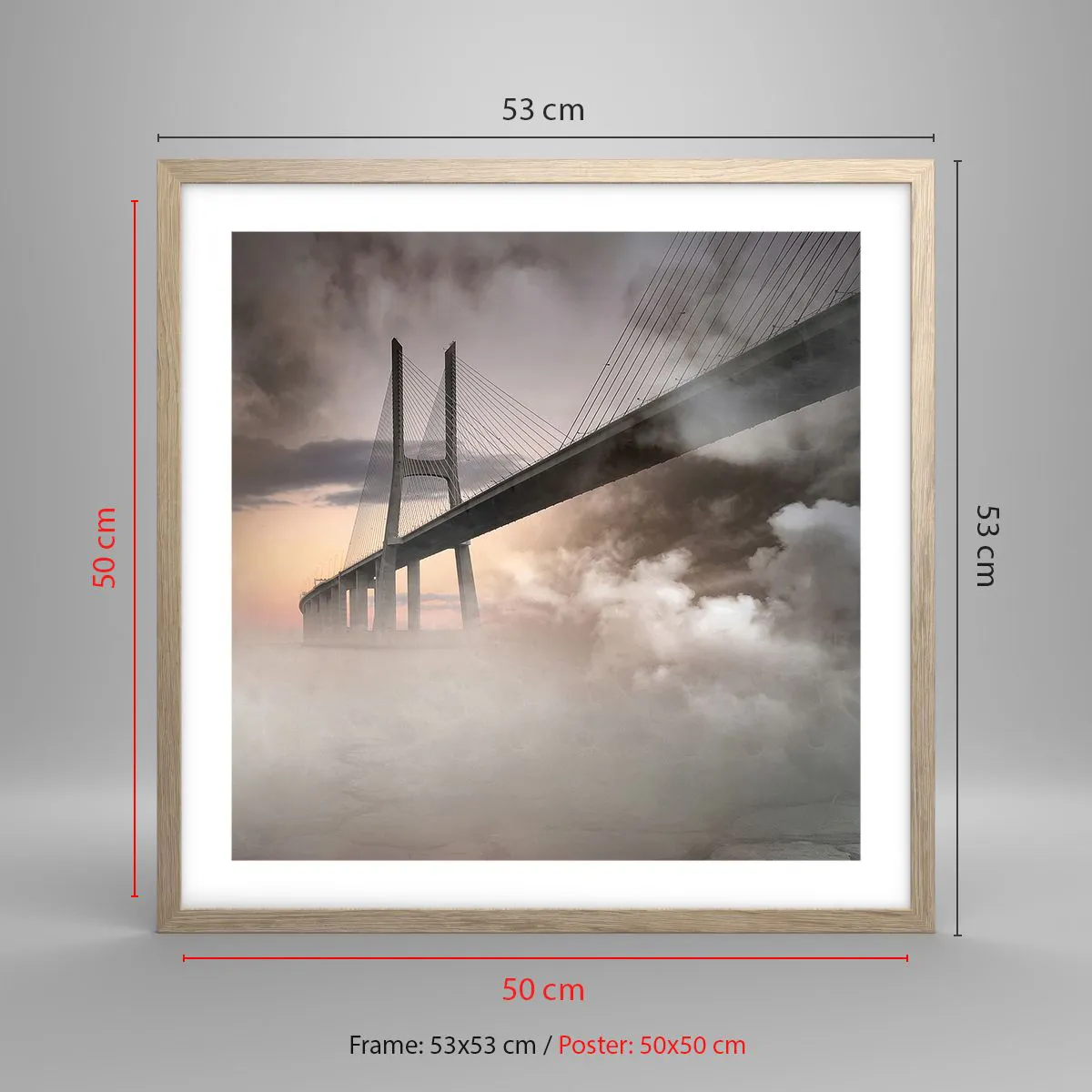 Affiche dans un chêne clair - Poster - Sur la rivière qui n'existe pas - 50x50 cm