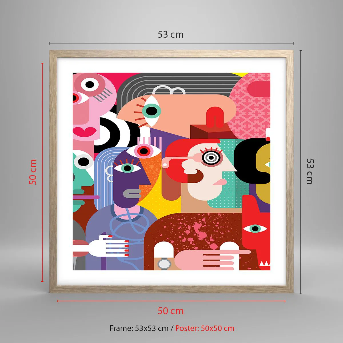 Plagát v ráme zo svetlého duba - My od pána Picassa - 50x50 cm