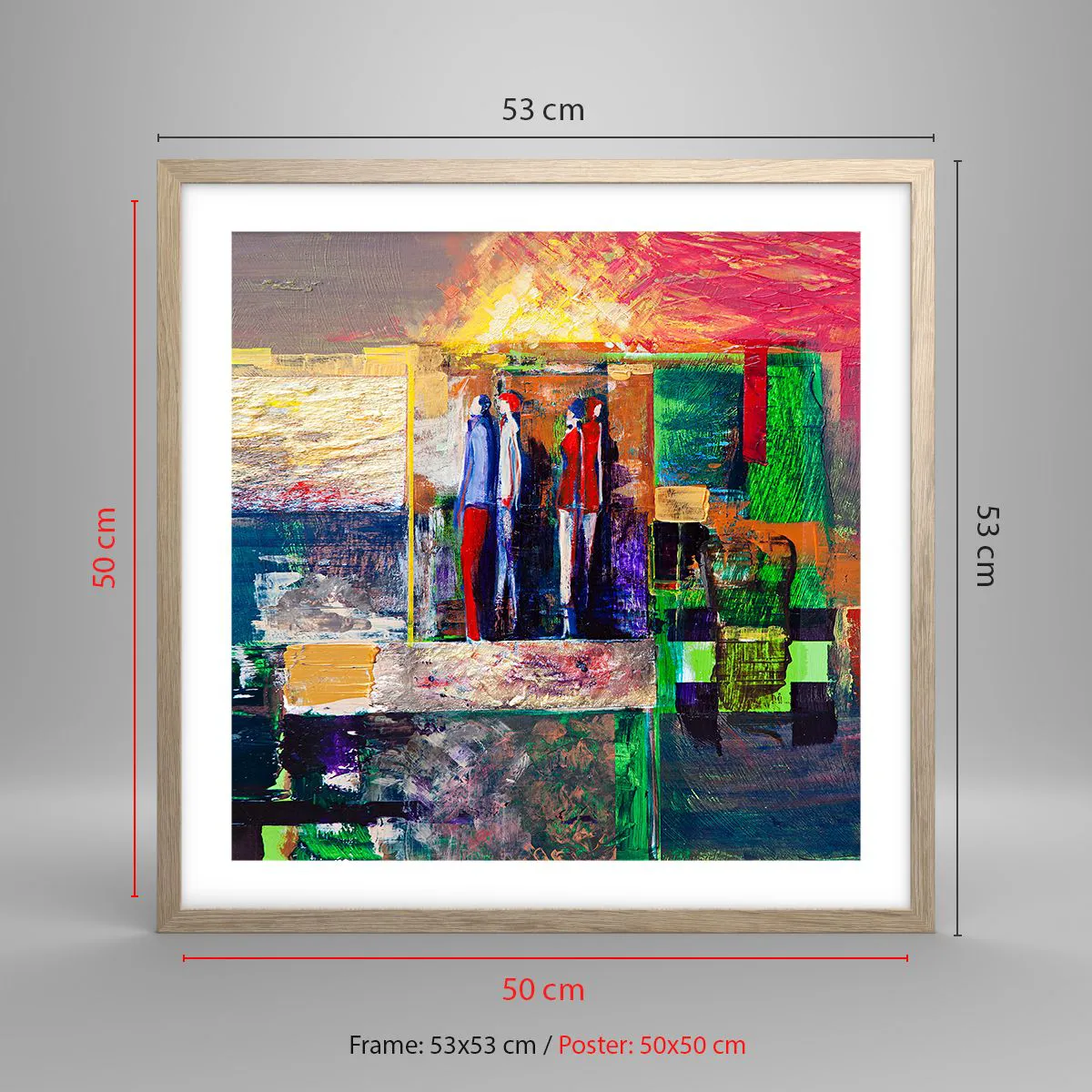 Pôster com moldura de carvalho claro - Relacionamentos e emoções - 50x50 cm