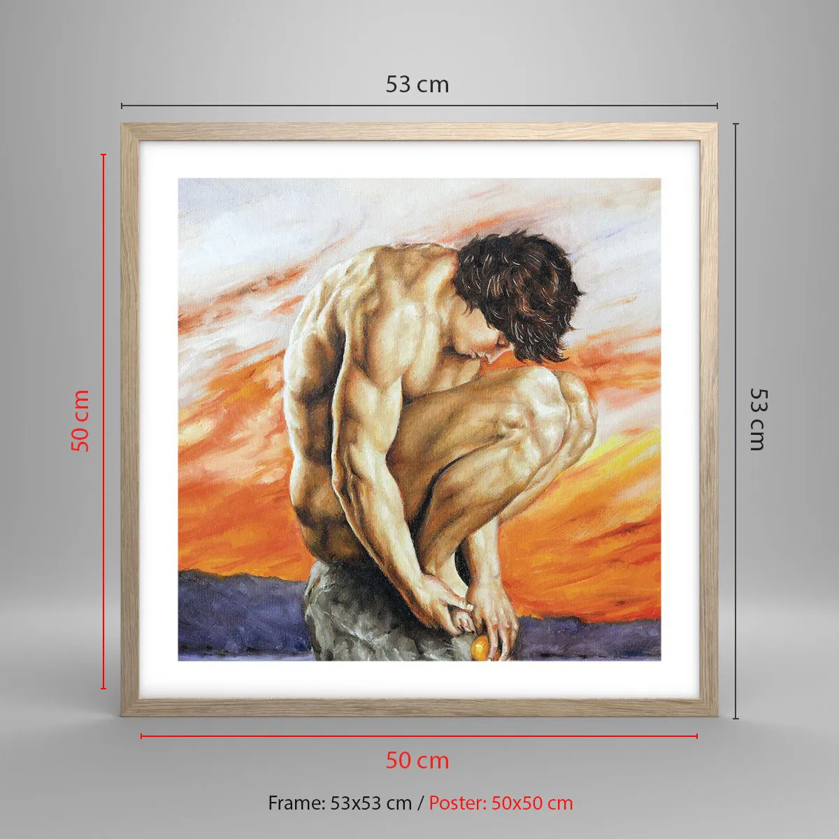 Poszter világos tölgy keretben - Elmerülve önmagában - 50x50 cm