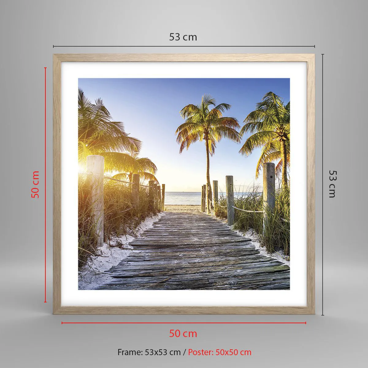 Een poster in een licht eiken lijst - Rechtstreeks naar het paradijs - 50x50 cm