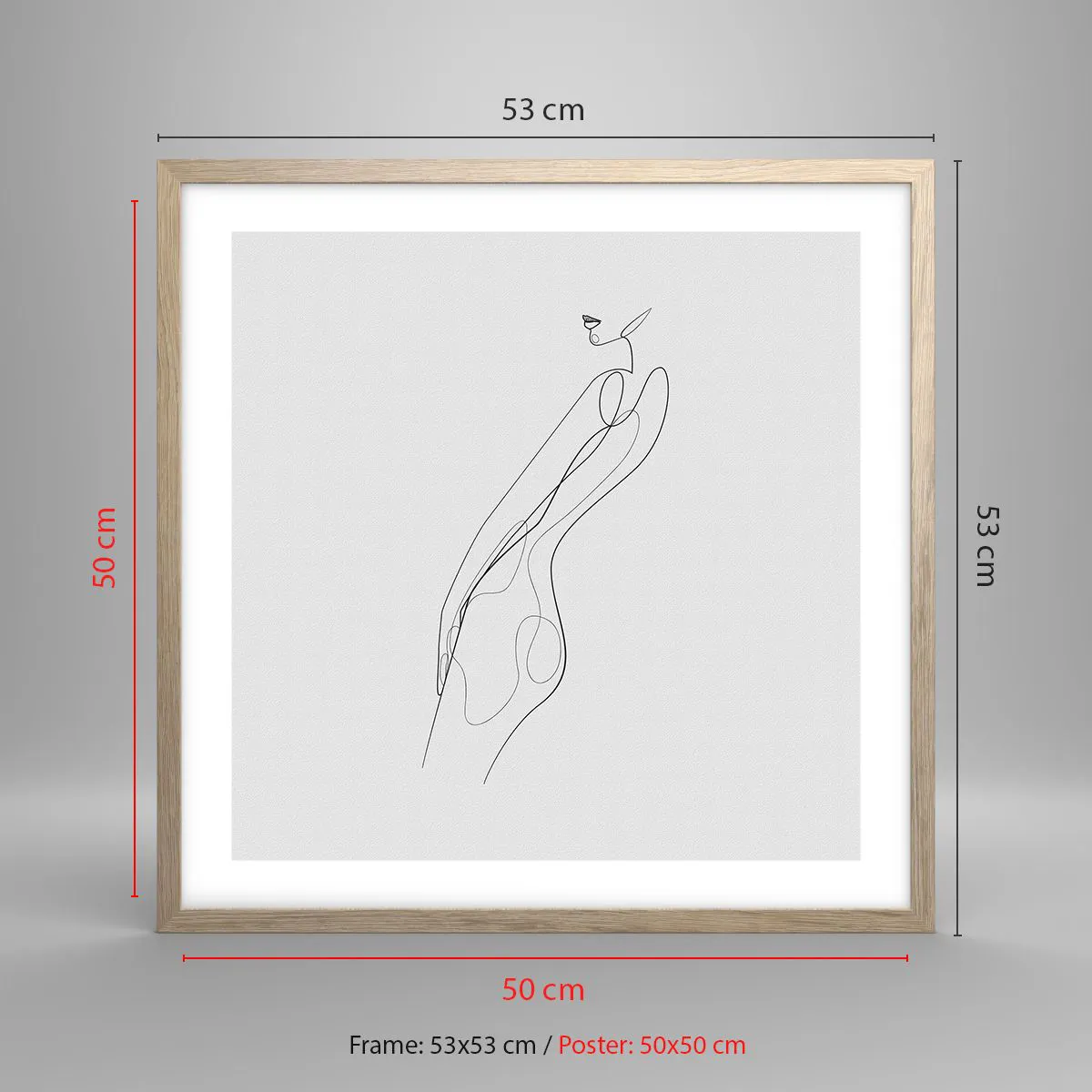 Plakat i ramme af lyst egetræ - Næppe et løfte - 50x50 cm