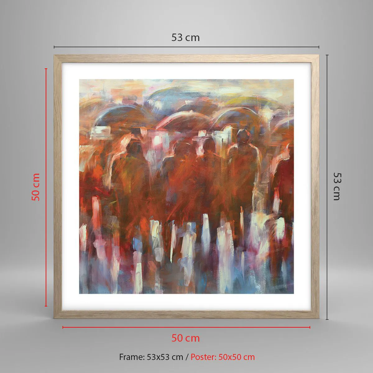 Pôster com moldura de carvalho claro - Iguais na chuva e no nevoeiro - 50x50 cm