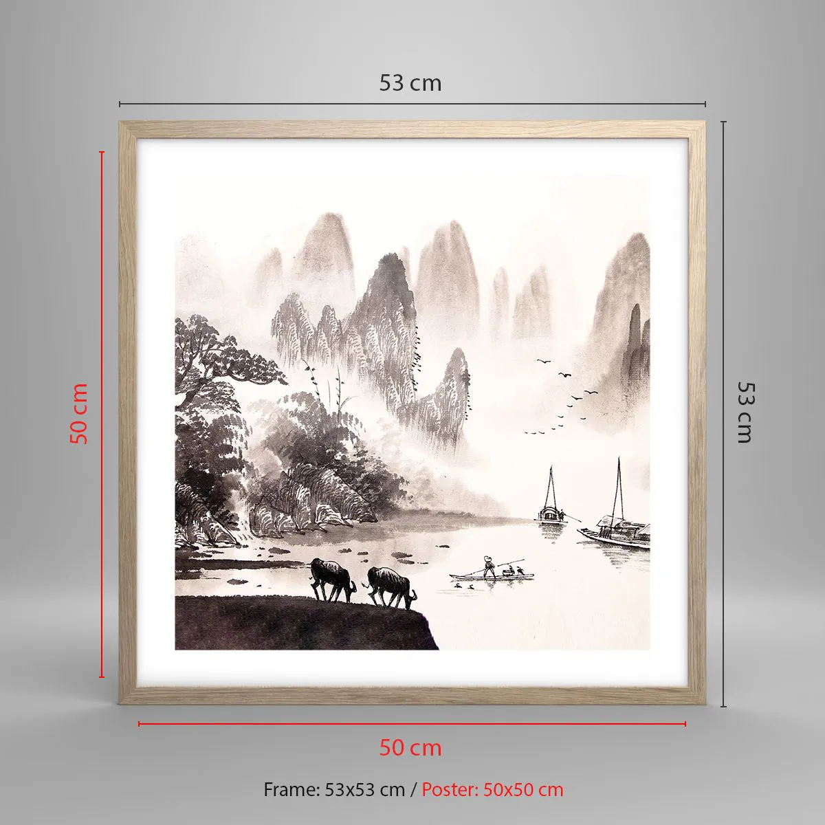 Poster in einem Rahmen aus heller Eiche - Der exotische Alltag des Ostens - 50x50 cm