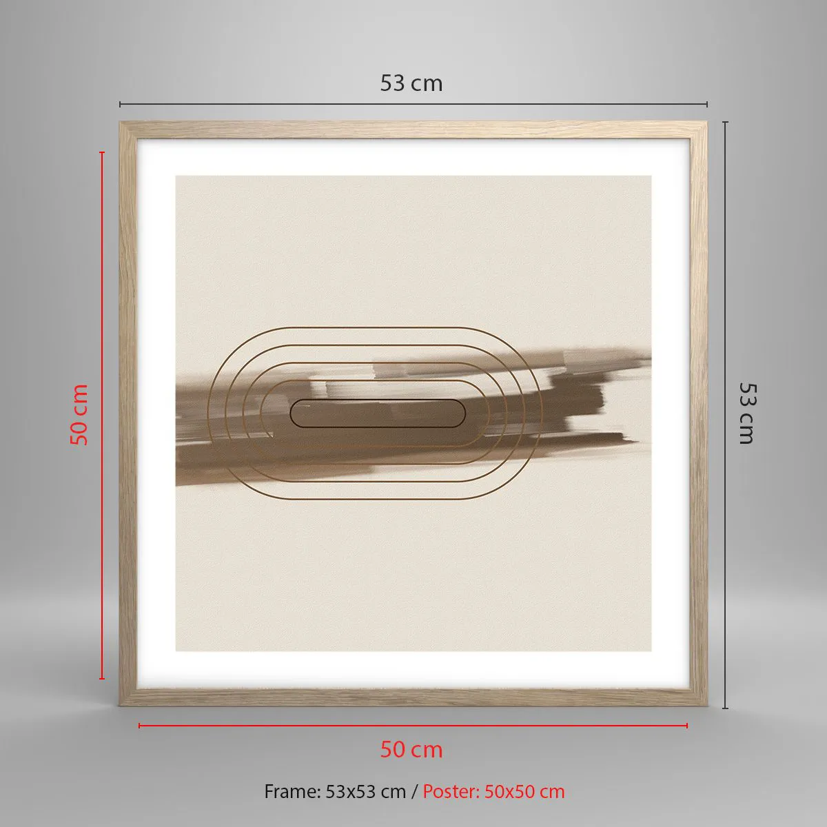 Plakát v rámu světlý dub - Závan šedi - 50x50 cm