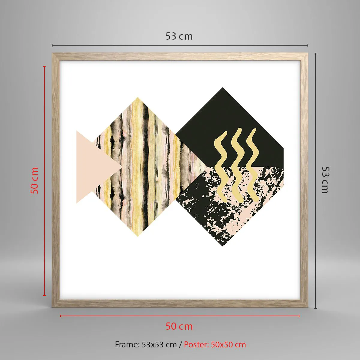 Plakat i ramme af lyst egetræ - Ikke så simpelt - 50x50 cm