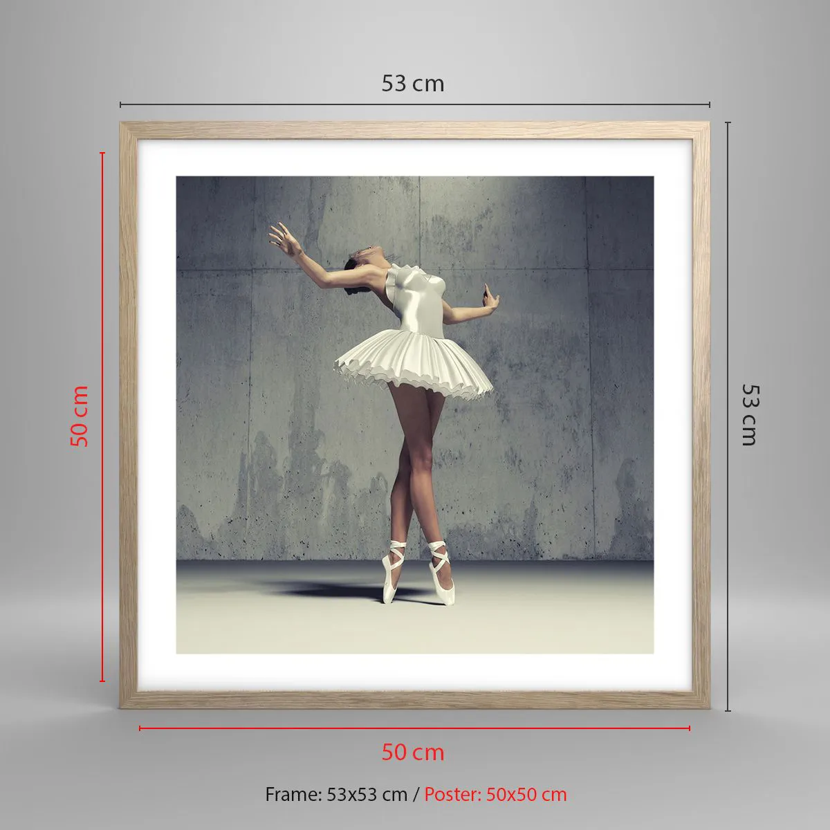Poster in cornice rovere chiaro - Leggero come un uccello - 50x50 cm