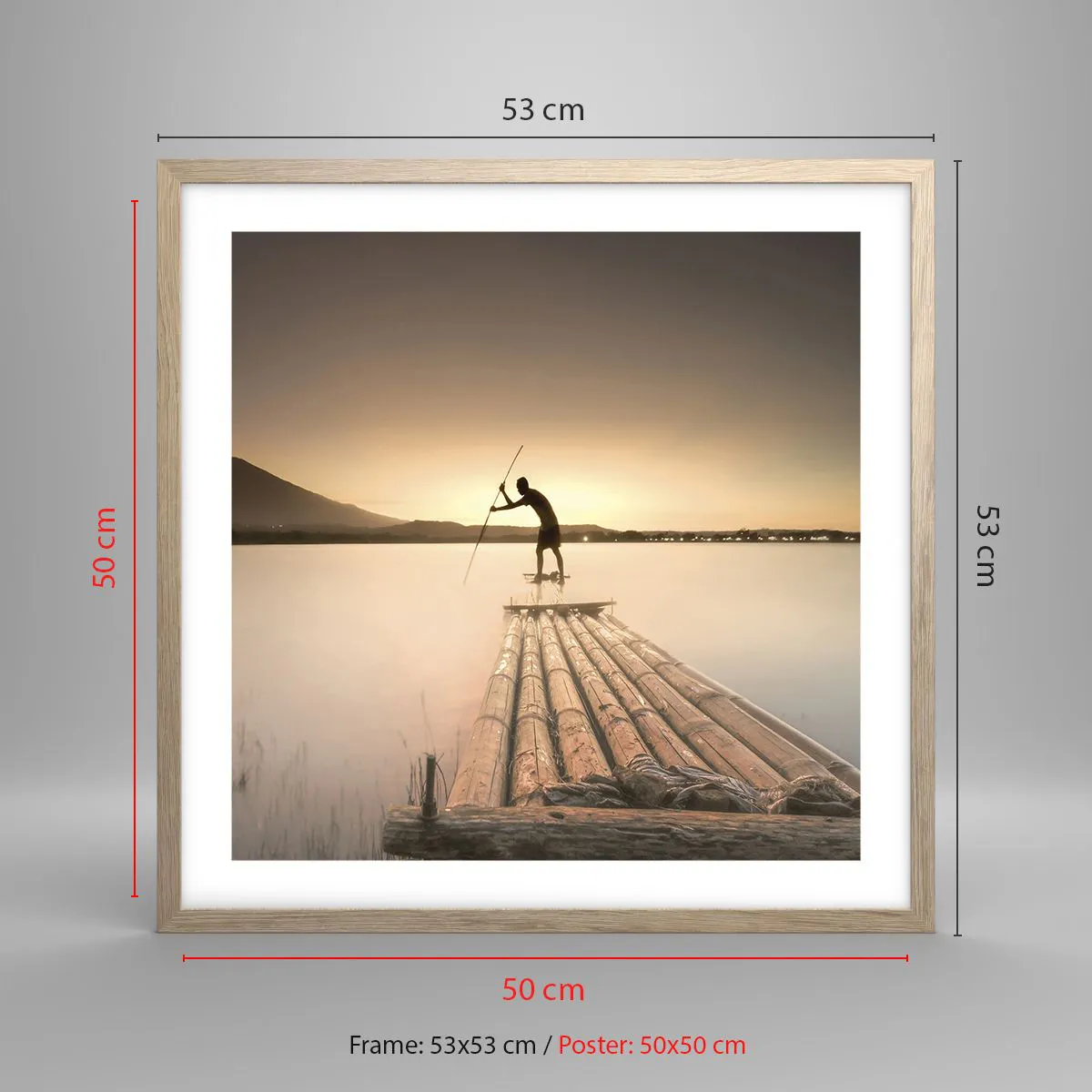 Plakat i ramme af lyst egetræ - Før du hviler - 50x50 cm