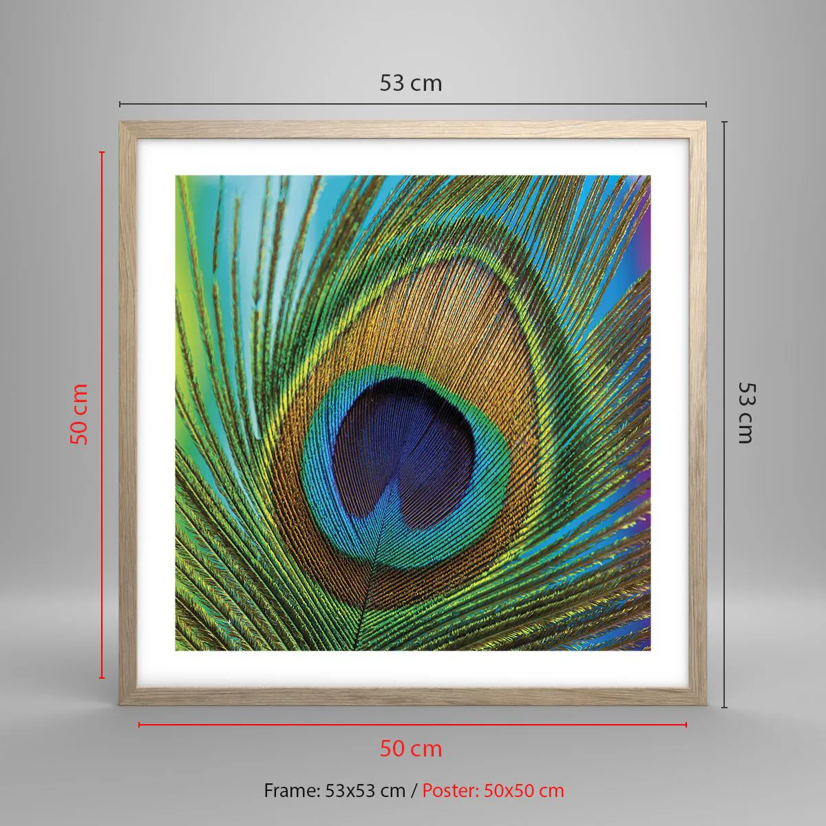 Affiche dans un chêne clair - Poster - Les yeux dans les yeux - 50x50 cm
